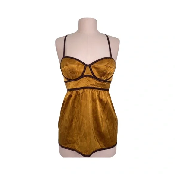 VINTAGE MODA INTERNATIONAL Golden Silk Bustier Cami from Victoria’s Secret - Picture 1 of 3